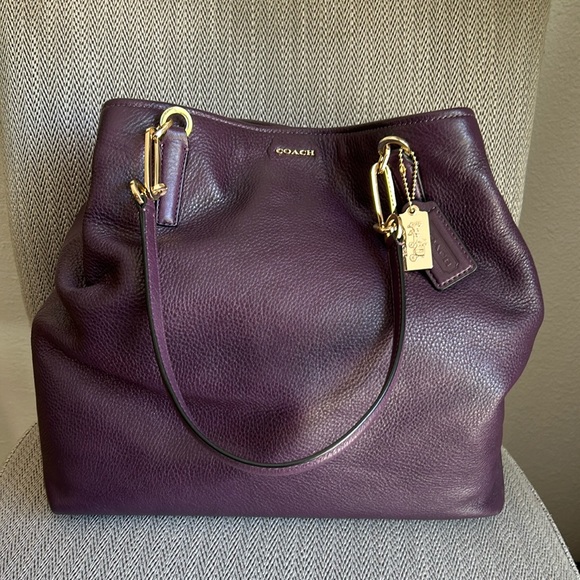 Coach Madison Leather North South Tote in Black Violet - Picture 2 of 8